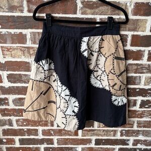 Floreat for Anthropologie Lost in Time Tulle Lined Mini Skirt Size 8 Black Tan